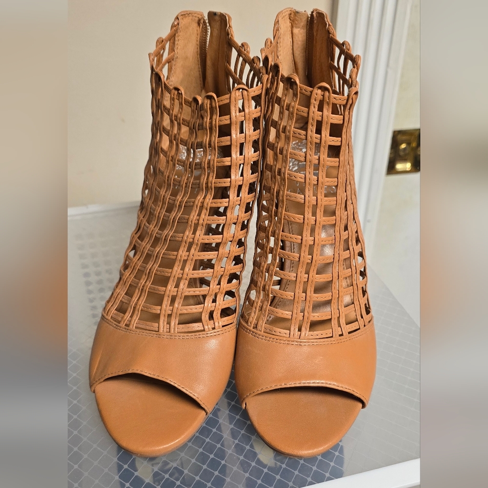 Vince Camuto Tan Woven Heels